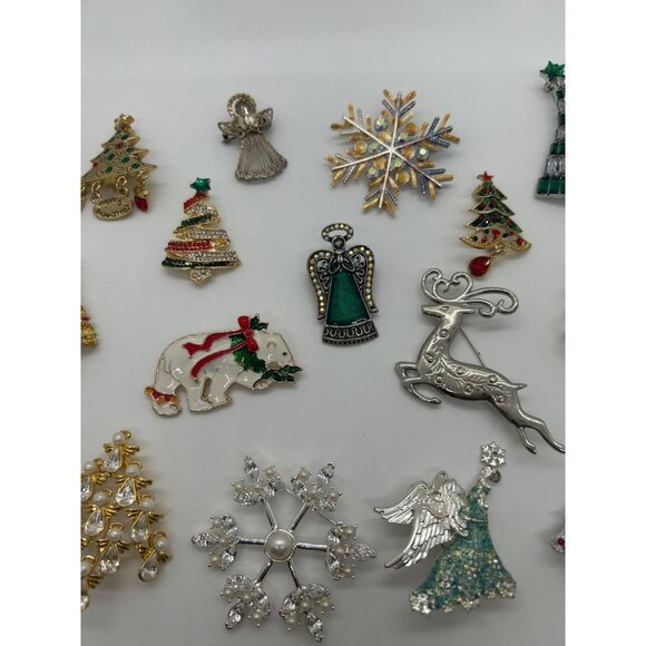 Christmas Brooch Lot Tree Pin Radko Eisenberg Avon Gerry Both Vintage Modern - Picture 12 of 16